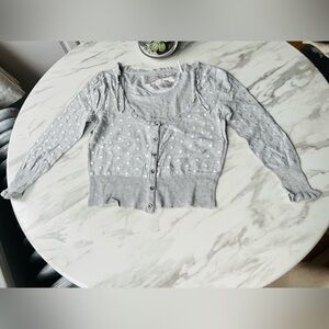 Guess Vintage Y2K Gray and White Polka Dot Cardigan